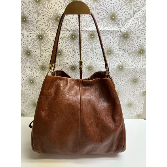 Coach Madison Phoebe cognac-colored pebbled leather shoulder bag - Picture 3 of 15